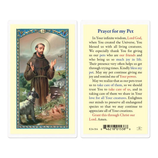 Prayer for My Pet Saint Francis Holy Card