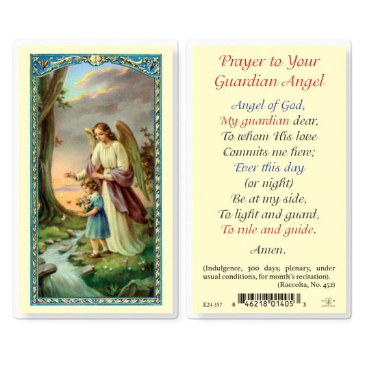 Prayer to Guardian Angel for Girl Holy Card