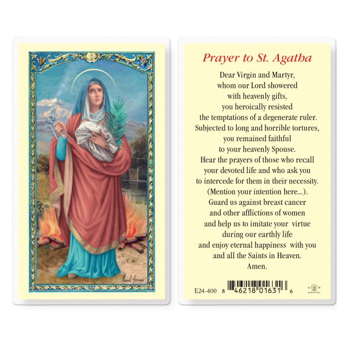 Saint Agatha with a Prayer Holy Card