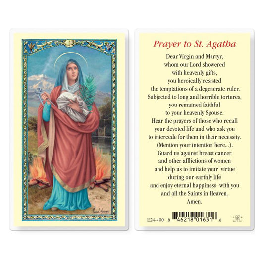 Saint Agatha with a Prayer Holy Card