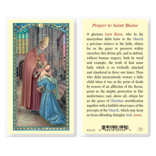 Saint Blaise Holy Card