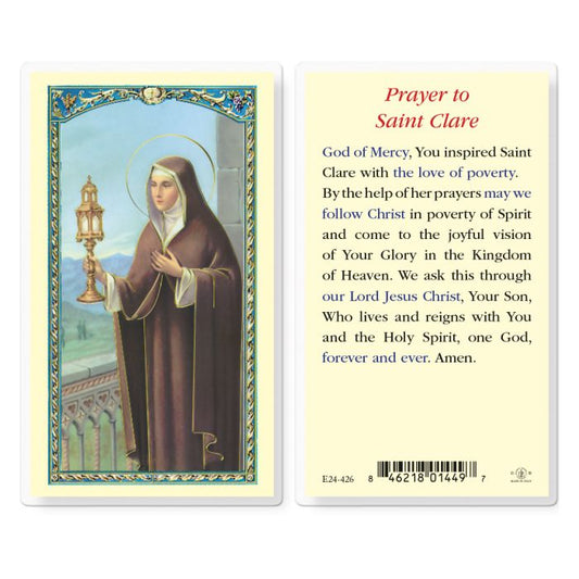Prayer to Saint Clare Holy Card