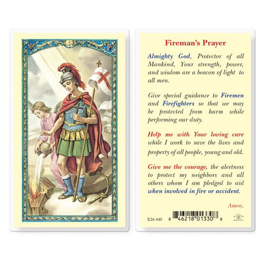 Saint Florian for Fireman Prayer Holy Card