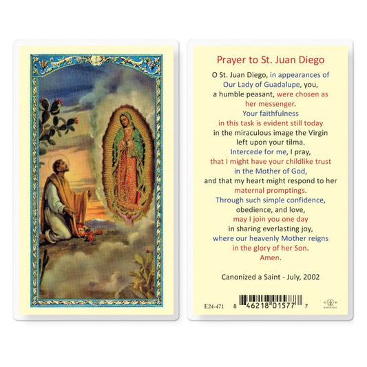 Saint Juan Diego with Guadalupe Holy Card