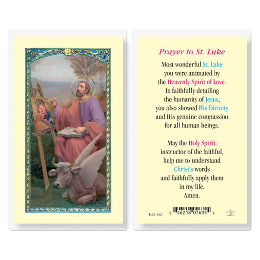 Saint Luke with a Prayer Holy Card