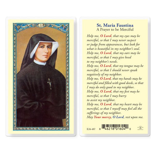 Prayer to Saint Maria Faustina Holy Card