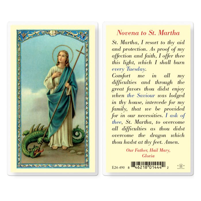 Saint Martha Novena Prayer Holy Card