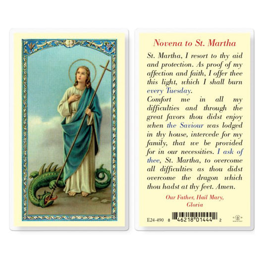 Saint Martha Novena Prayer Holy Card