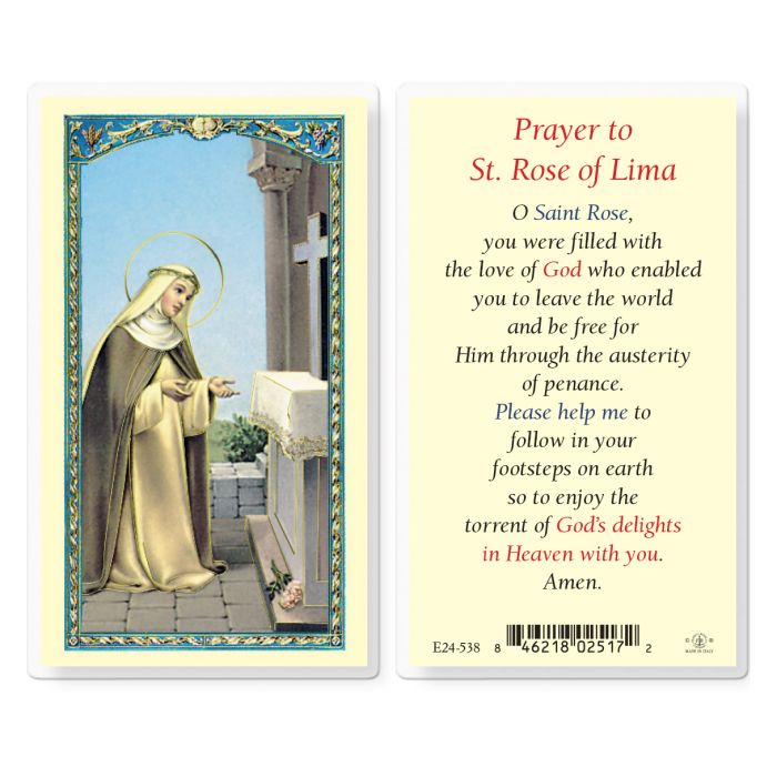 Saint Rose of Lima Holy Card