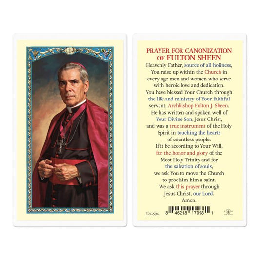 Prayer for Canonization of Fulton Sheen Laminated Holy Card