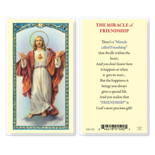 The Miracle of Friendship with Sacred Heart of Jesus Holy Card