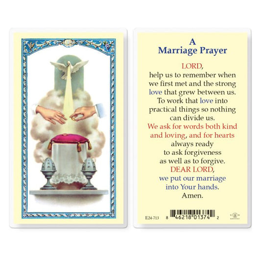 Marriage Prayer with Wedding Symbol Holy Card
