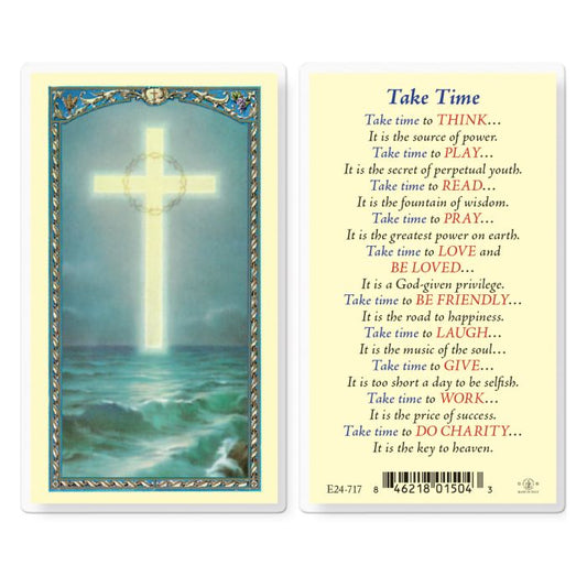 Take Time with Cross on the Ocean Holy Card