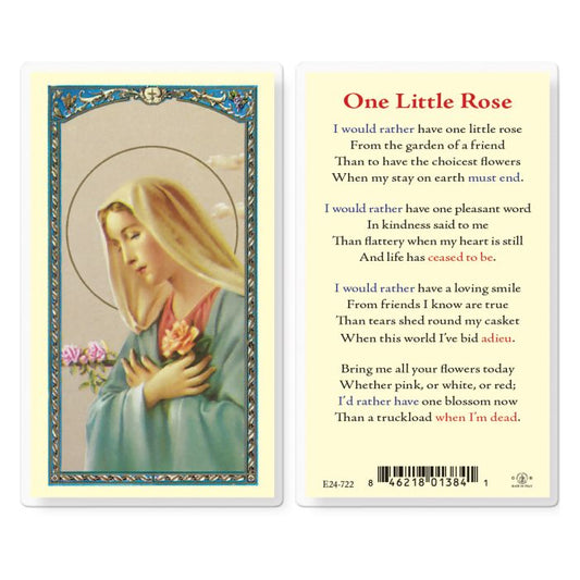 One Little Rose with Madonna and a Rose Holy Card