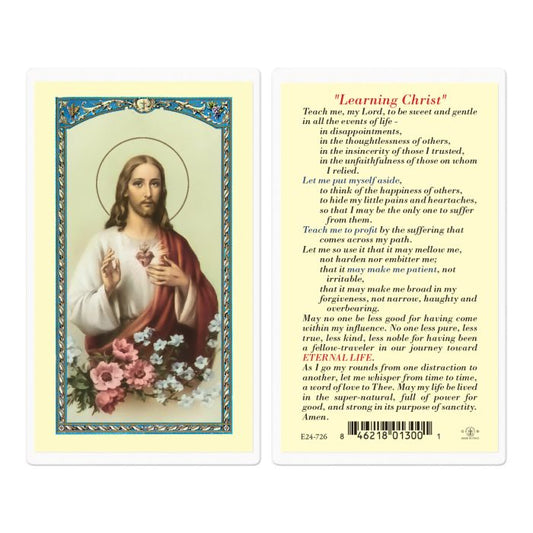 Learning Christ with Sacred Heart of Jesus Holy Card
