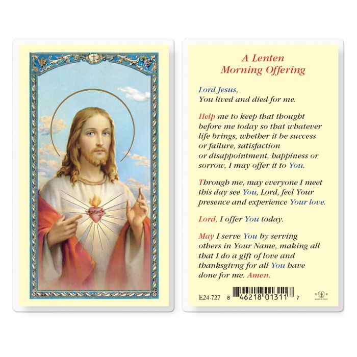 A Lenten Morning Offering Holy Card