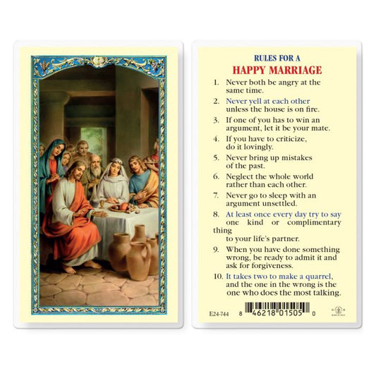 Rules for a Happy Marriage Holy Card
