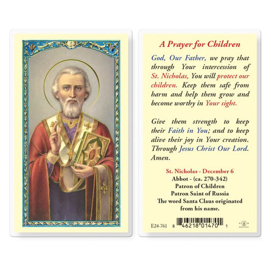 Saint Nicholas with Prayer for Child Holy Card