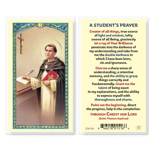Students Prayer with Saint Thomas Holy Card
