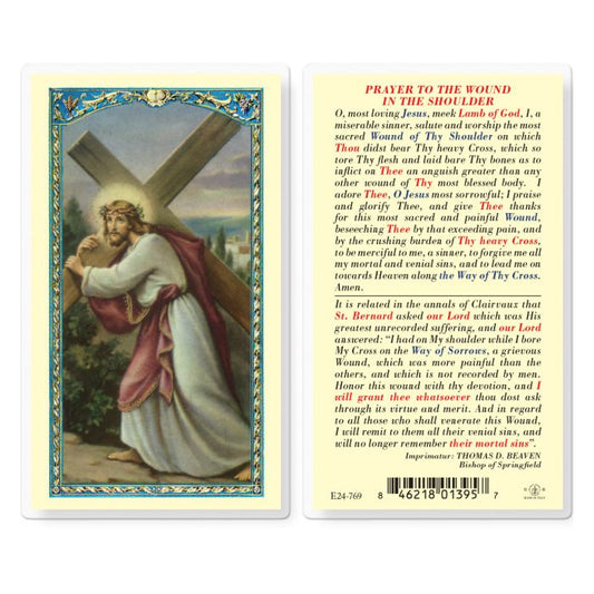 Wound in the Shoulder Holy Card
