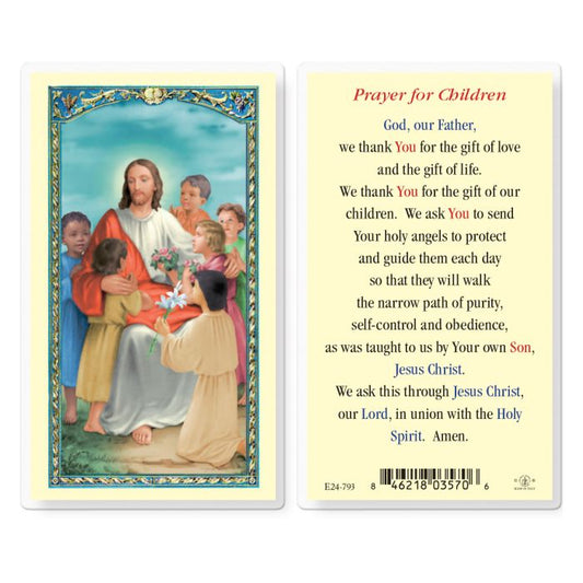 Christ with Children Prayer for Children Holy Card
