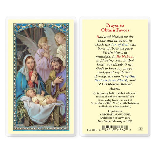 Prayer to Obtain Favors Christmas Holy Card