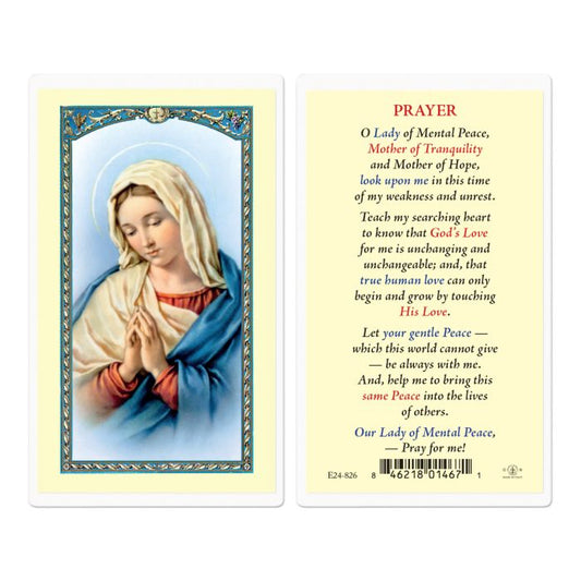 Our Lady of Mental Peace with Blessed Virgen Mary Holy Card