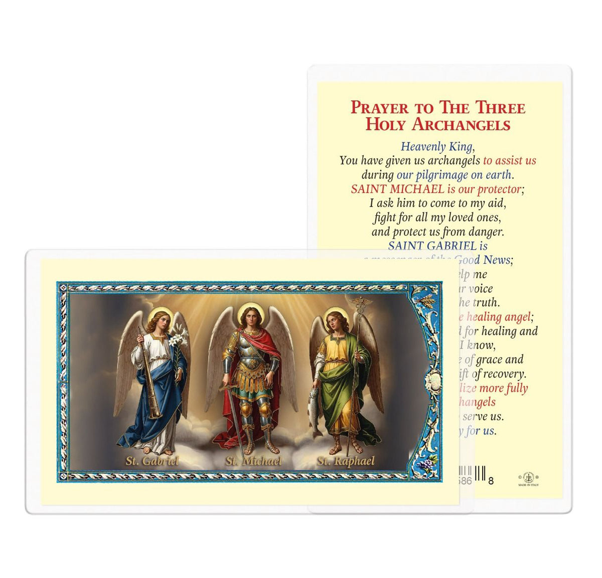 Prayer to Three Holy Archangels Laminated Card