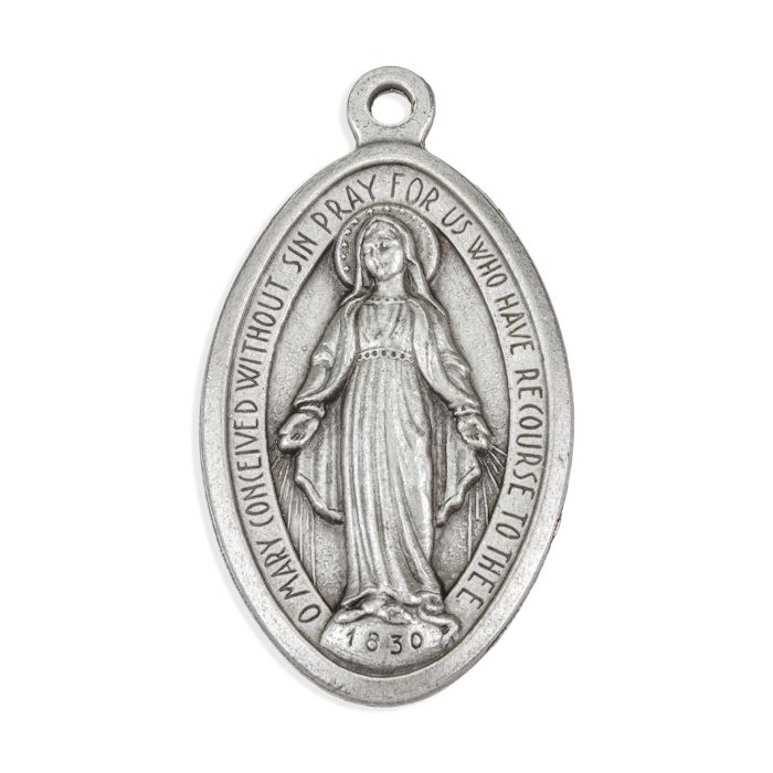 Miraculous Medal in Antiqued Silver Finish