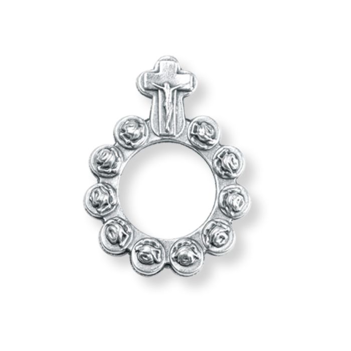 Rose Bud Rosary Ring with Cross