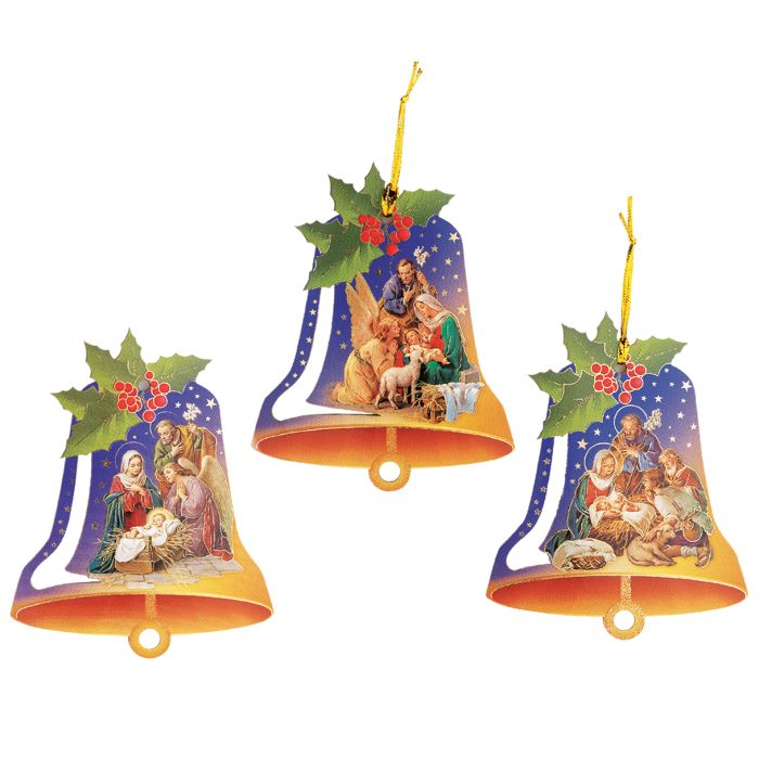 Nativity Bell Shaped Ornament Set of Three