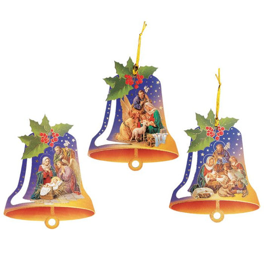 Nativity Bell Shaped Ornament Set of Three