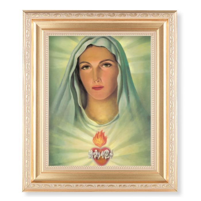 Satin Gold Frame with Immaculate Heart of Mary Print