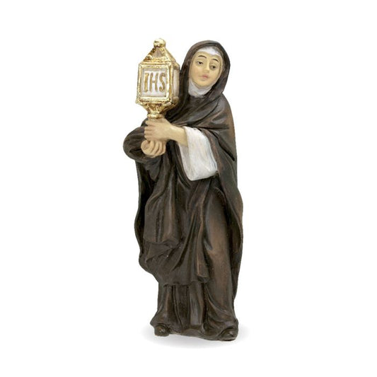 Cold Cast Resin Hand Painted Statue of Saint Clare in a Deluxe Window Box