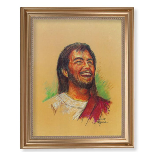 Gold Leaf Antique Finished Frame with Segura: Joyful Christ