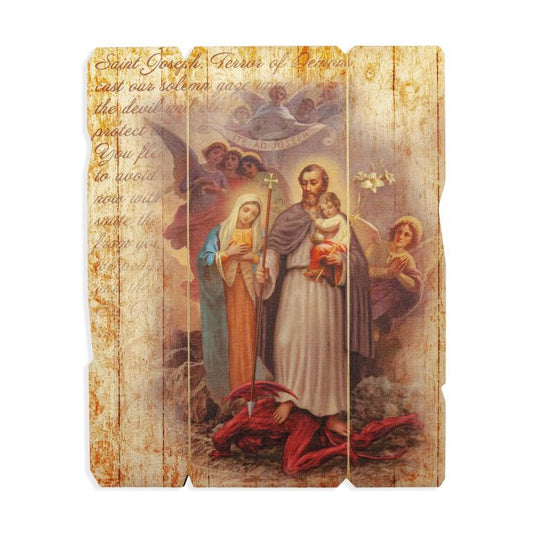 Saint Joseph Terror of Demons Vintage Wood Plaque