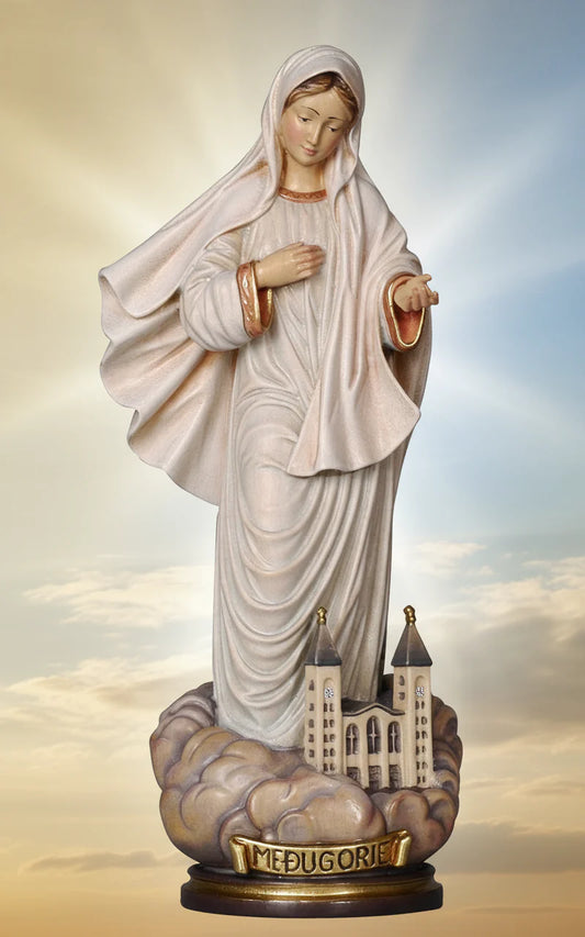 Our Lady of Medjugorje with Church Statue | Multiple Sizes & Finishes