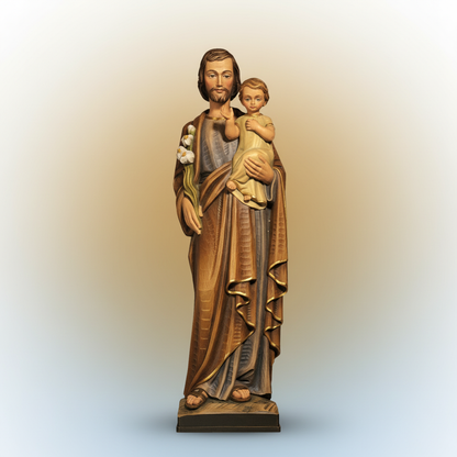 Enhanced Saint Joseph with Child Statue