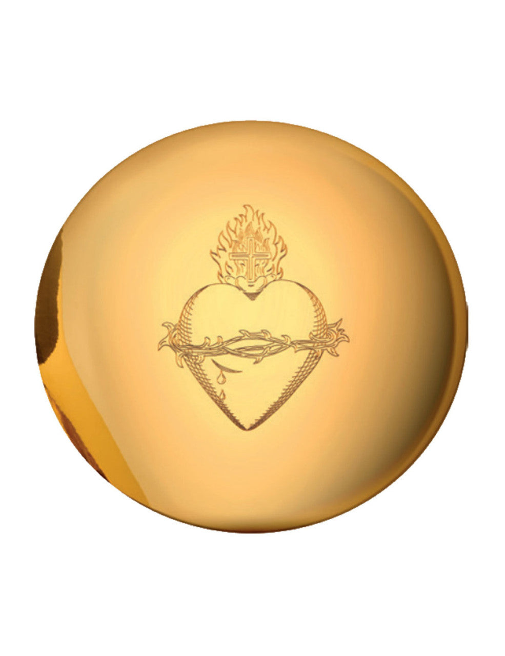 QUICK SHIP - 5-3/4" Sacred Heart Engraved Scale Paten | 24K Gold Plated