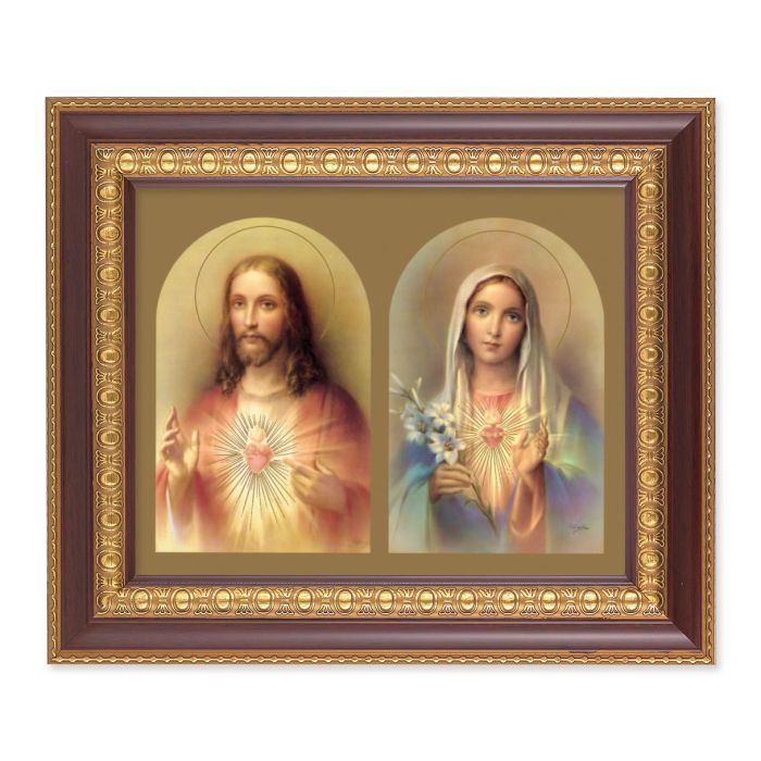 Cherry Frame with Gold Trim The Sacred Hearts Print