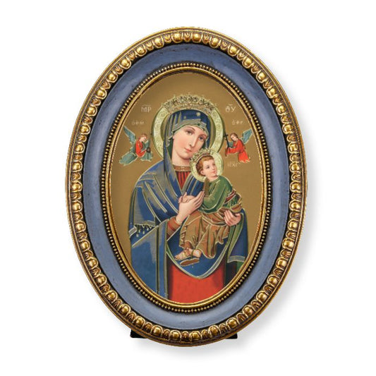 Oval Gold-Leaf Frame with a Our Lady of Perpetual Help Print