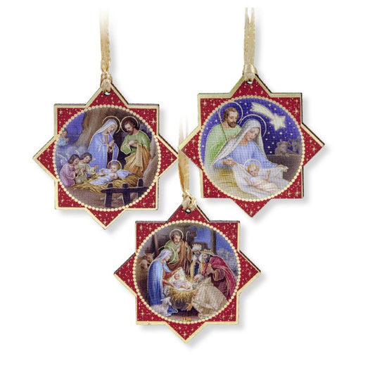 Christmas Nativity Scenes Star Ornaments