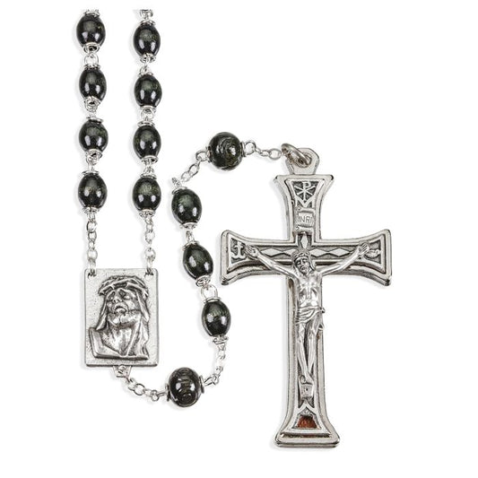Black Palisander Bead Rosary with Deluxe Center and Crucifix