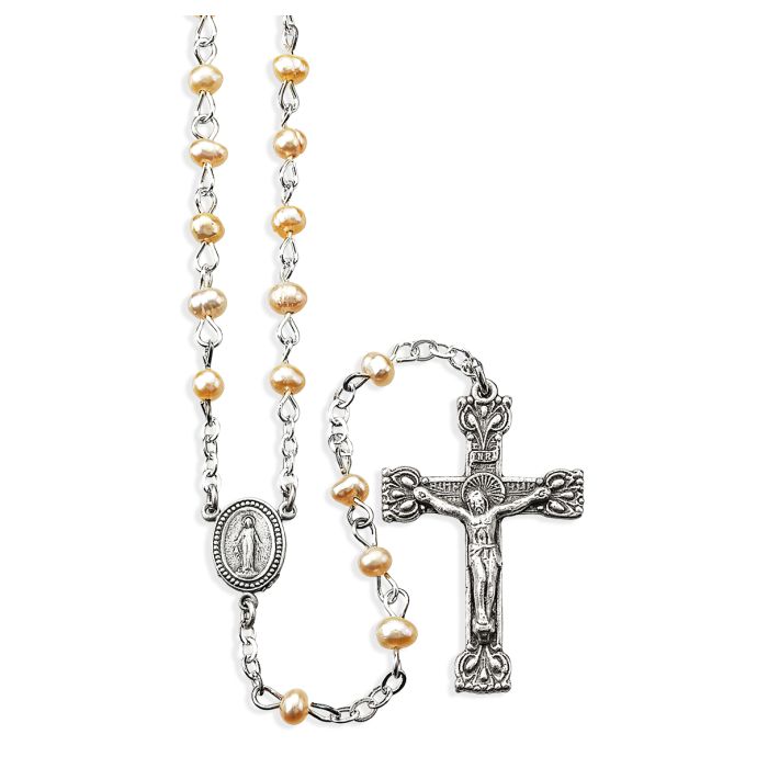4mm Genuine Pink Freshwater Pearl Bead Rosary