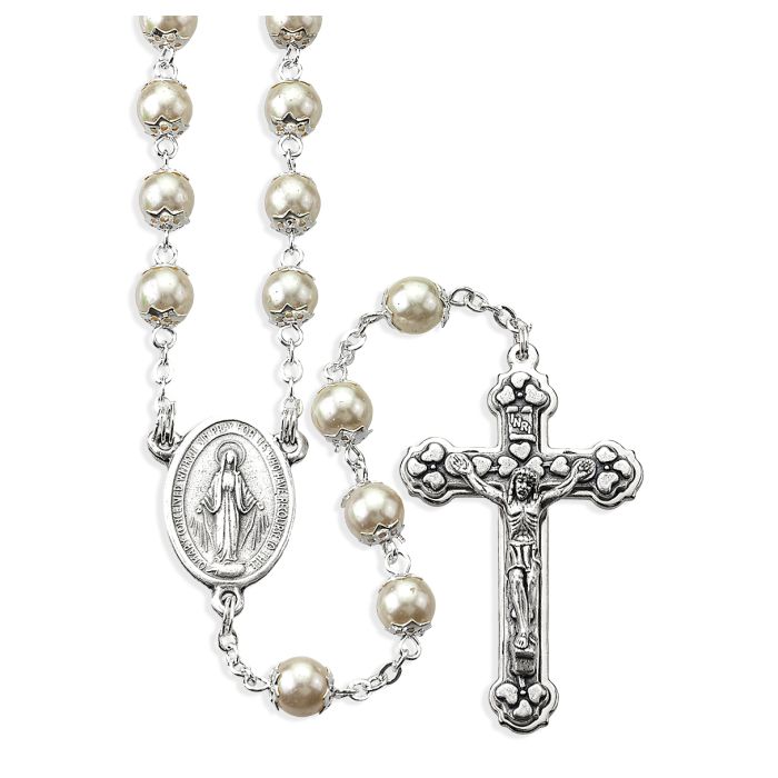 #109 Pearl Capped Bead Rosary