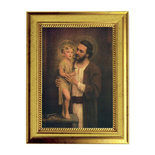 Gold Leaf Finish Frame with Saint Joseph Textured Art