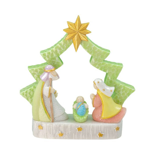 Resin Holy Family Figurines with Christmas Tree