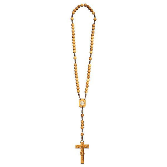 Olive Wood Rosary with Miraculous Medal Center | Made in Italy