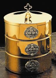#5535 Fish & Loaves Stacking Ciborium | 24K Gold-Plated | Holds 1200 Hosts