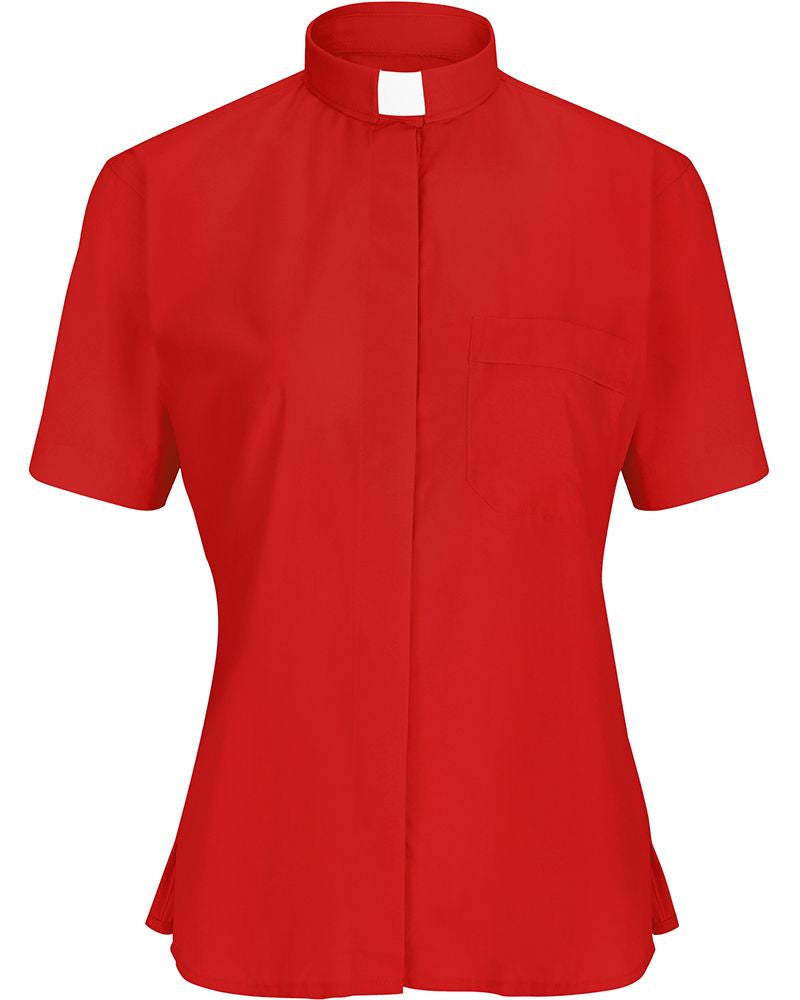 Women's Clergy Shirt | Tab Collar | Short Sleeve | Red